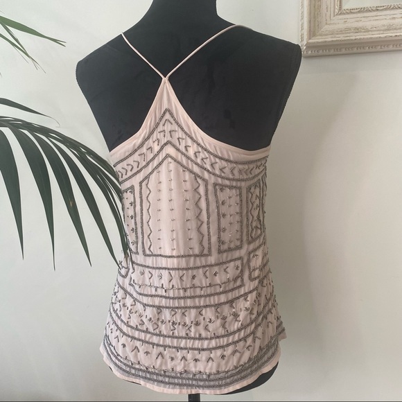 NWT Forever New Top Camisole Delicate Beaded Pink Spaghetti straps Boho Size 6 - Picture 9 of 15